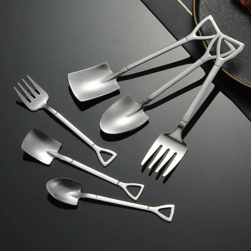 Stainless Steel Shovel Spoon Set For Coffee Tea Fruit Dessert Use