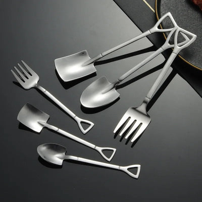 Stainless Steel Shovel Spoon Set For Coffee Tea Fruit Dessert Use