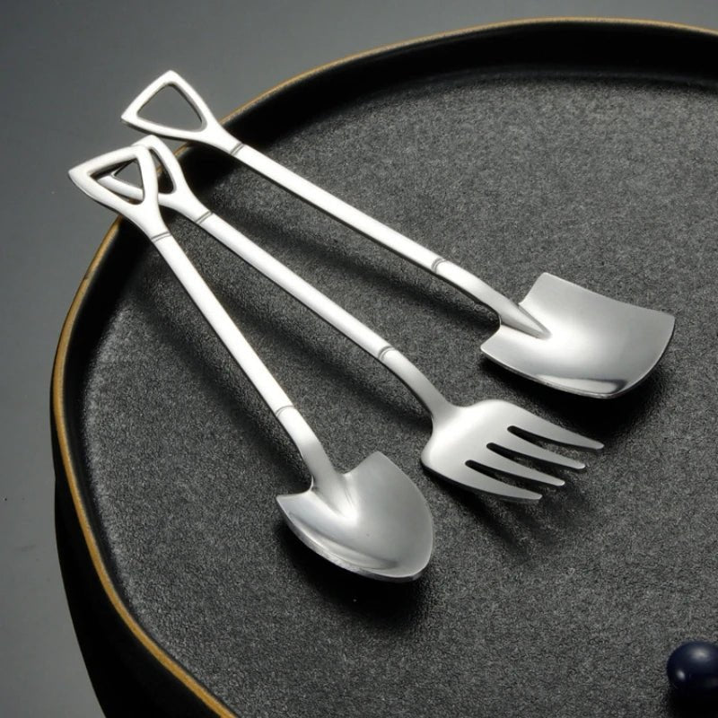 Stainless Steel Shovel Spoon Set For Coffee Tea Fruit Dessert Use