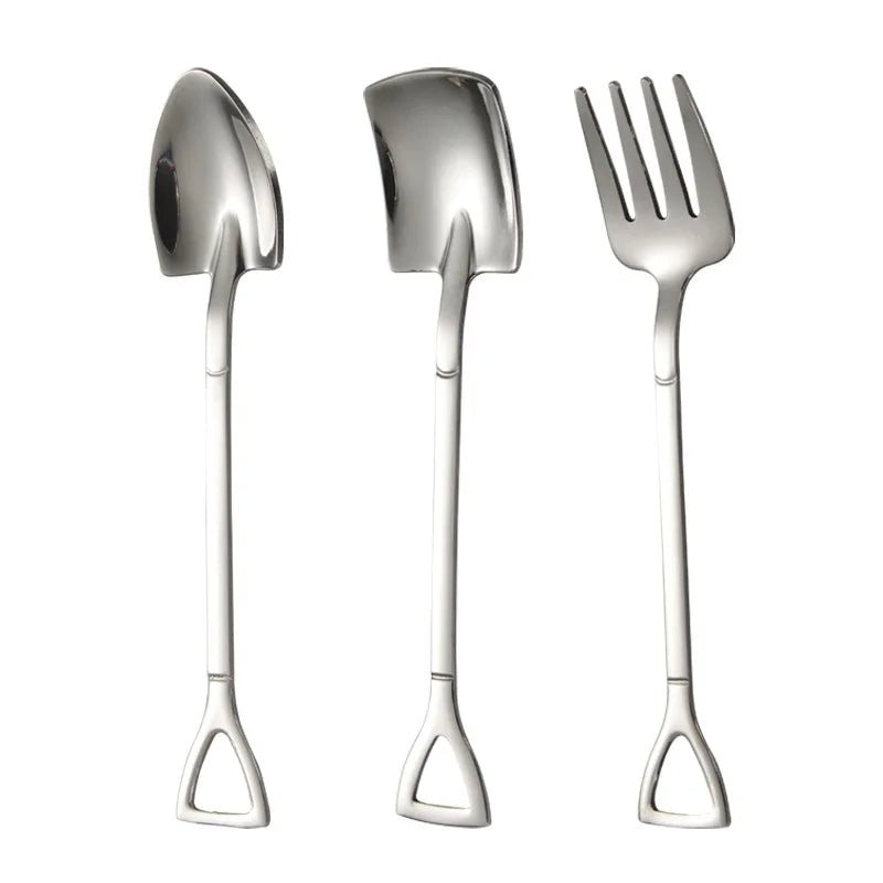 Stainless Steel Shovel Spoon Set For Coffee Tea Fruit Dessert Use
