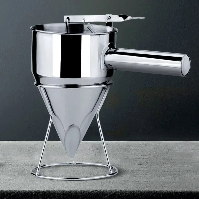 Stainless Steel Takoyaki Maker With Funnel Dispenser And Holder