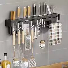 Stainless Steel Knife Holder Wall Mounted Kitchen Storage Rack Space Saving