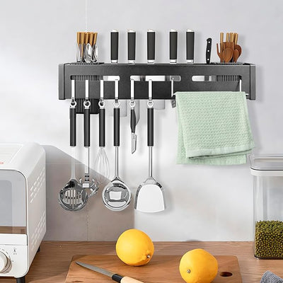Stainless Steel Knife Holder Wall Mounted Kitchen Storage Rack Space Saving