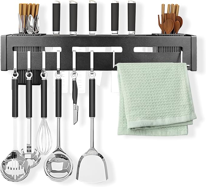 Stainless Steel Knife Holder Wall Mounted Kitchen Storage Rack Space Saving