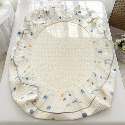Ice Silk Latex Mattress Set Non Slip Bed Sheet Protective Cover