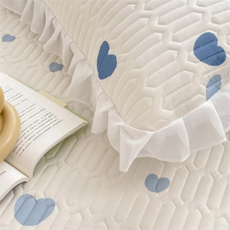 Ice Silk Latex Mattress Set Non Slip Bed Sheet Protective Cover