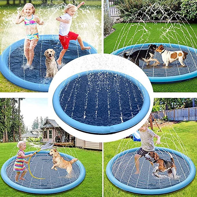 Dog Sprinkler Pad Cooling Water Play Mat For Summer Fun