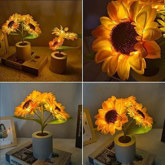 Sunflower Lamp With LED Lights In Decorative Pot For Gifts