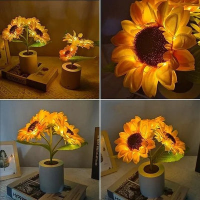 Sunflower Lamp With LED Lights In Decorative Pot For Gifts