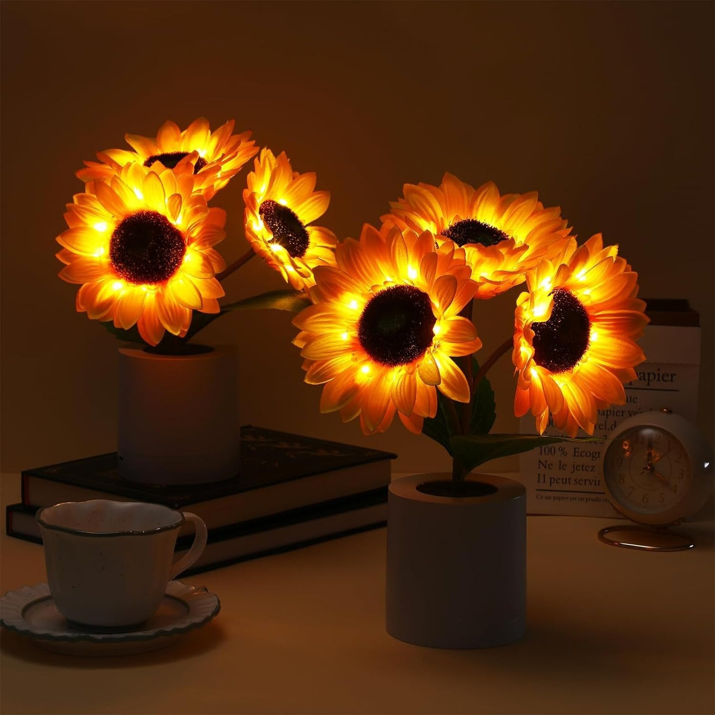 Sunflower Lamp With LED Lights In Decorative Pot For Gifts