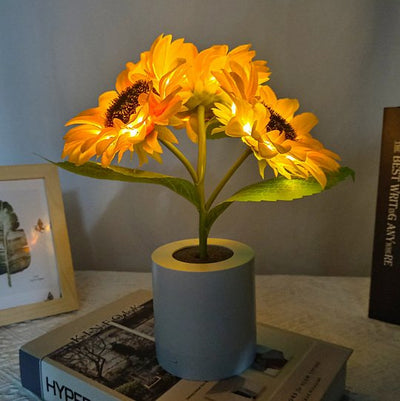 Sunflower Lamp With LED Lights In Decorative Pot For Gifts