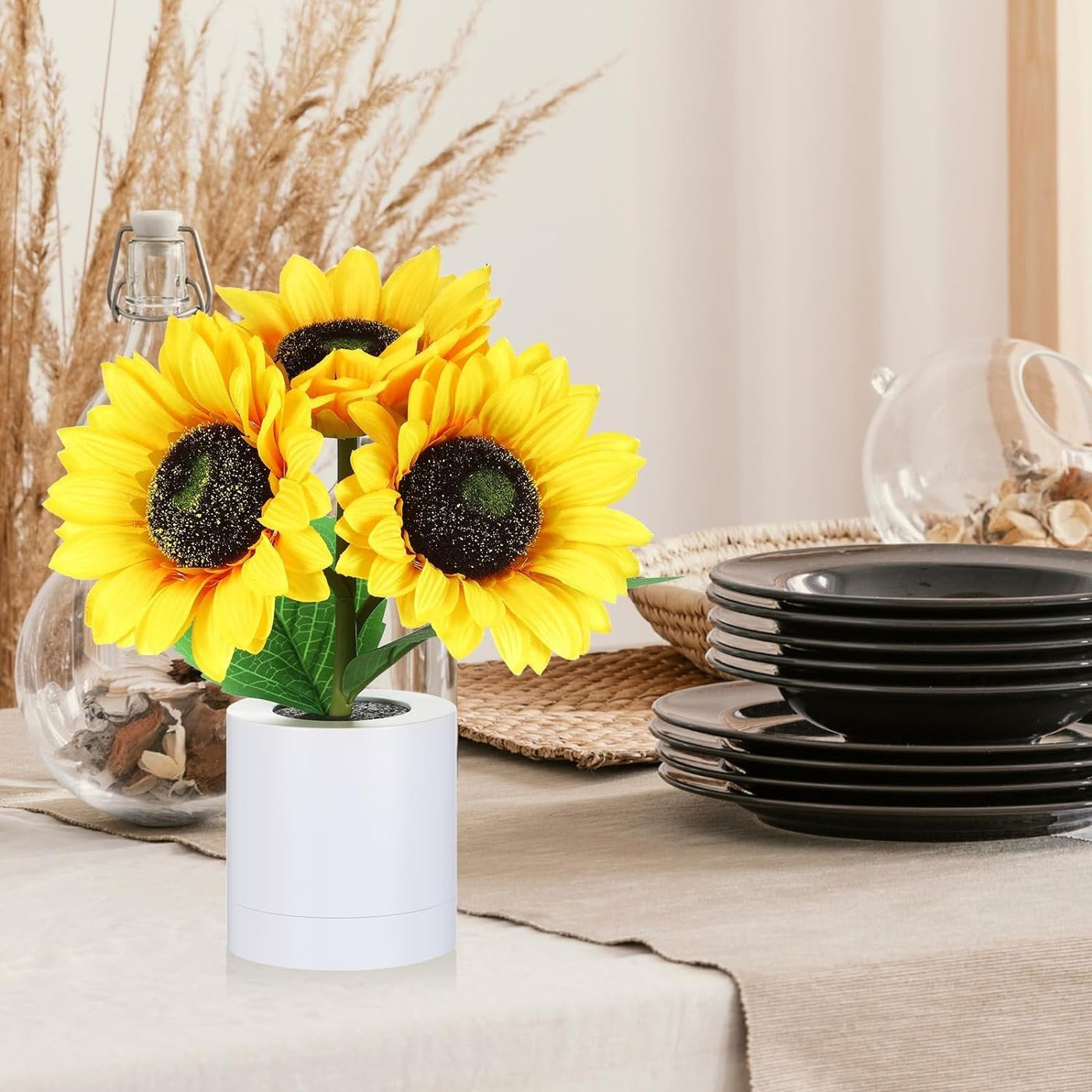 Sunflower Lamp With LED Lights In Decorative Pot For Gifts