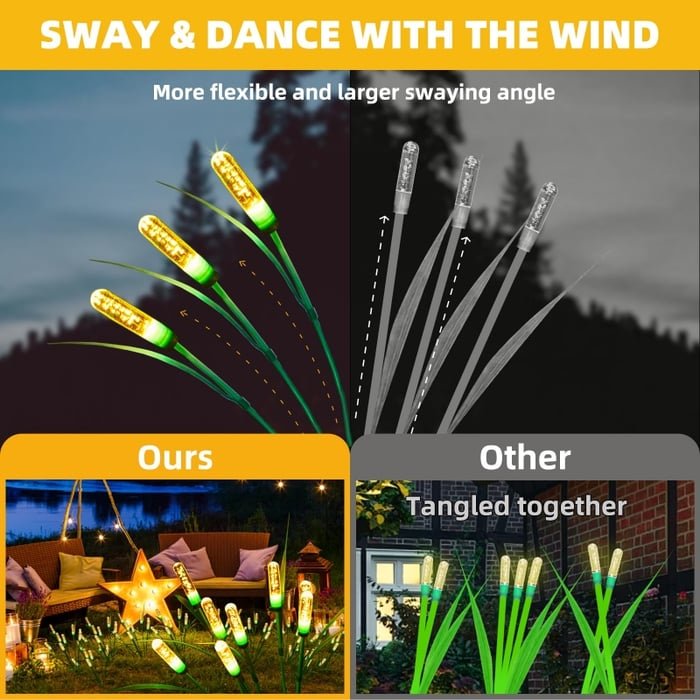 Swaying Solar Garden Lights Set For Magical Night Outdoor Glow