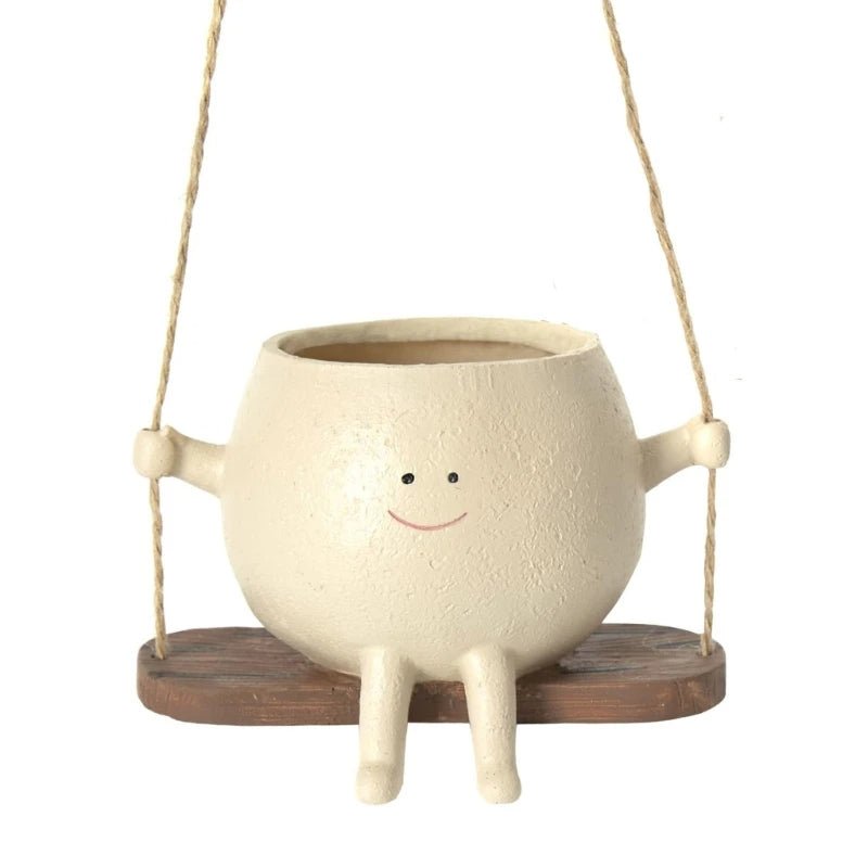 Swing Face Hanging Planter Resin Succulent Pot For Indoor Outdoor Decor