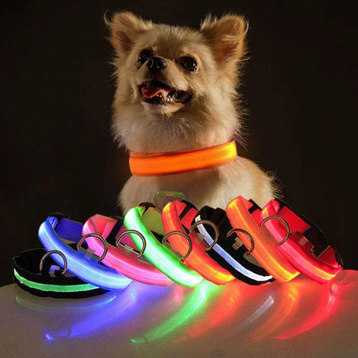 LED Dog Collar Adjustable Waterproof Blinking Safety Light For Pets