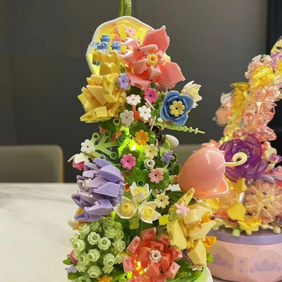 Teacup Flower Music Box Building Blocks Botanical Gift For All Ages