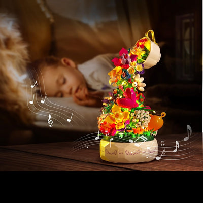 Teacup Flower Music Box Building Blocks Botanical Gift For All Ages
