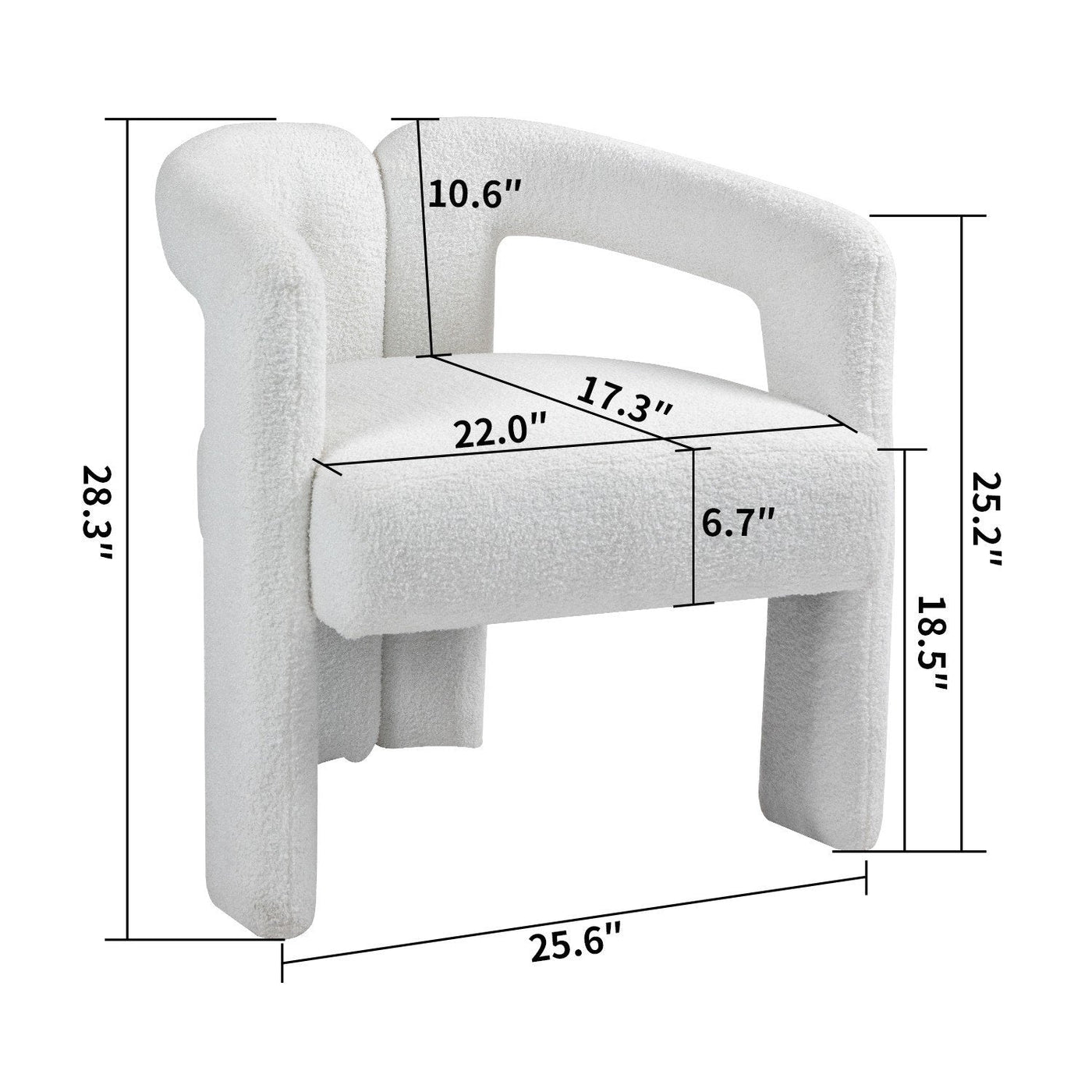 Teddy Fabric Modern Dining Chair Open-Back Kitchen Armchair