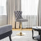 Thick Gold Velvet Bar Stool With Adjustable Height And Backrest Gray Set