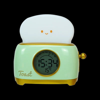 Toaster Kid Alarm Clock Night Light Rechargeable Glow Timer Decor