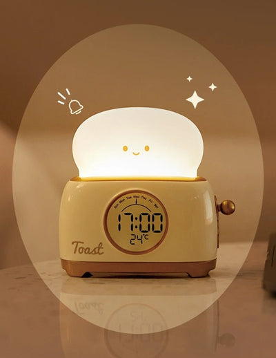 Toaster Kid Alarm Clock Night Light Rechargeable Glow Timer Decor
