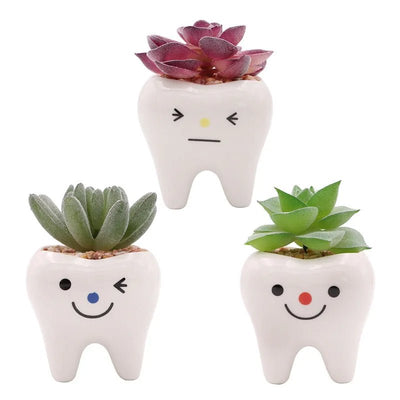 Tooth-Shaped Ceramic Vase Unique Decor For Flowers Pens And Planters