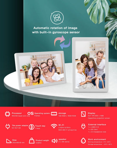 WiFi Digital Photo Frame With Touch Screen Display