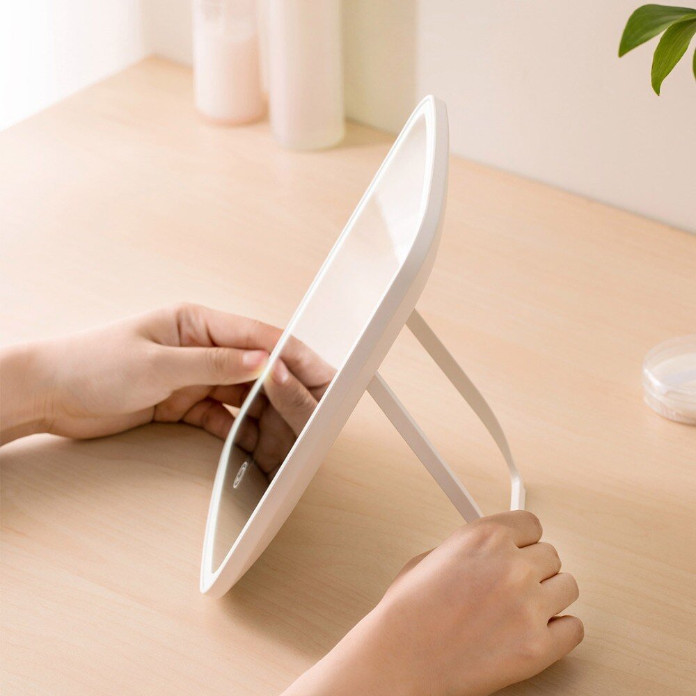 Portable Makeup Mirror With Touch LED Brightness Adjustable USB Rechargeable