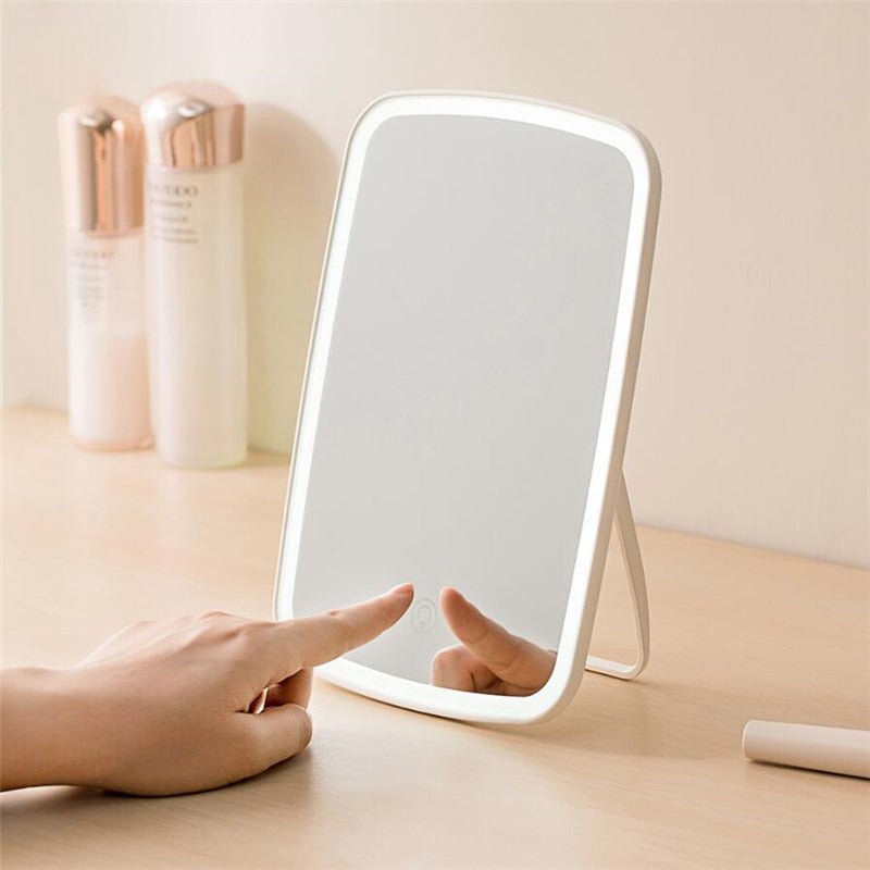 Portable Makeup Mirror With Touch LED Brightness Adjustable USB Rechargeable
