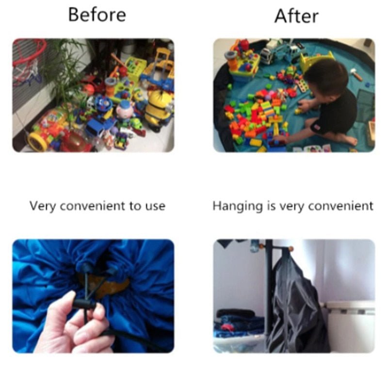 Toy Storage Bag Portable Kids Canvas Cushion Play Mat Organizer