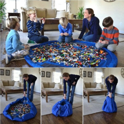Toy Storage Bag Portable Kids Canvas Cushion Play Mat Organizer