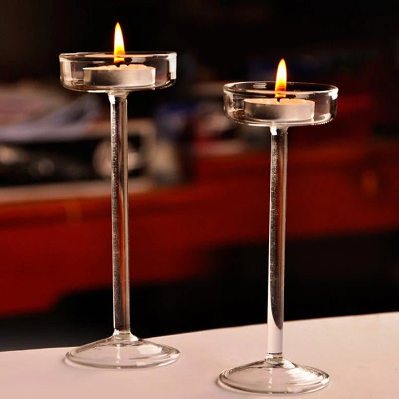 Crystal Glass Candle Holders Elegant Clear Design For Weddings And Decor