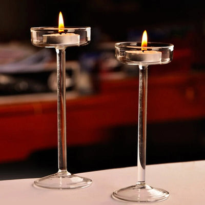 Crystal Glass Candle Holders Elegant Clear Design For Weddings And Decor
