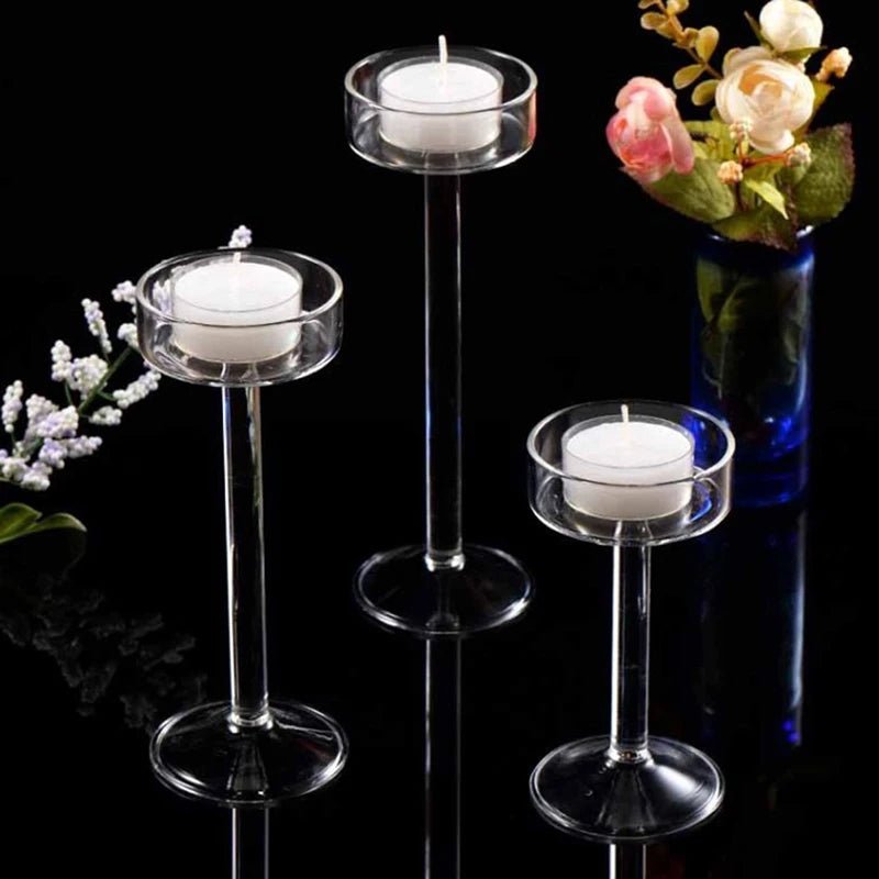 Crystal Glass Candle Holders Elegant Clear Design For Weddings And Decor