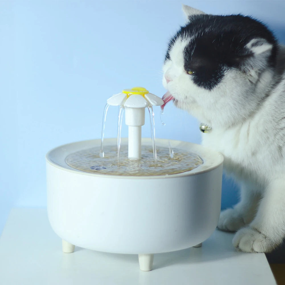 Electric Pet Water Fountain 1200ml USB Filtered Recirculating Bowl