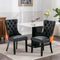 Tufted Dining Chair Set Upholstered Velvet PU Wood Legs Contemporary