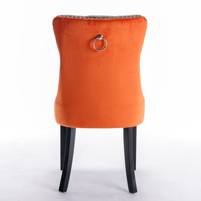 Tufted Dining Chair Set Upholstered Velvet PU Wood Legs Contemporary