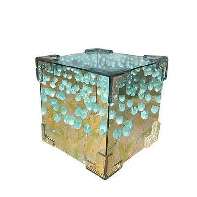 Tulip Nightlight Handmade Floral Cube Mirror Decorative Light