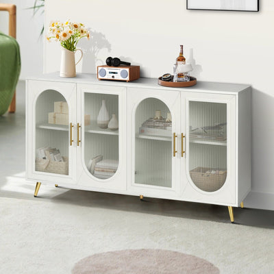 TV Stand For 65 Inch TV Wood Media Console With Storage Cabinet