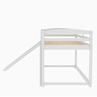 Twin Bunk Bed With Slide Ladder Convertible Kids Play Furniture