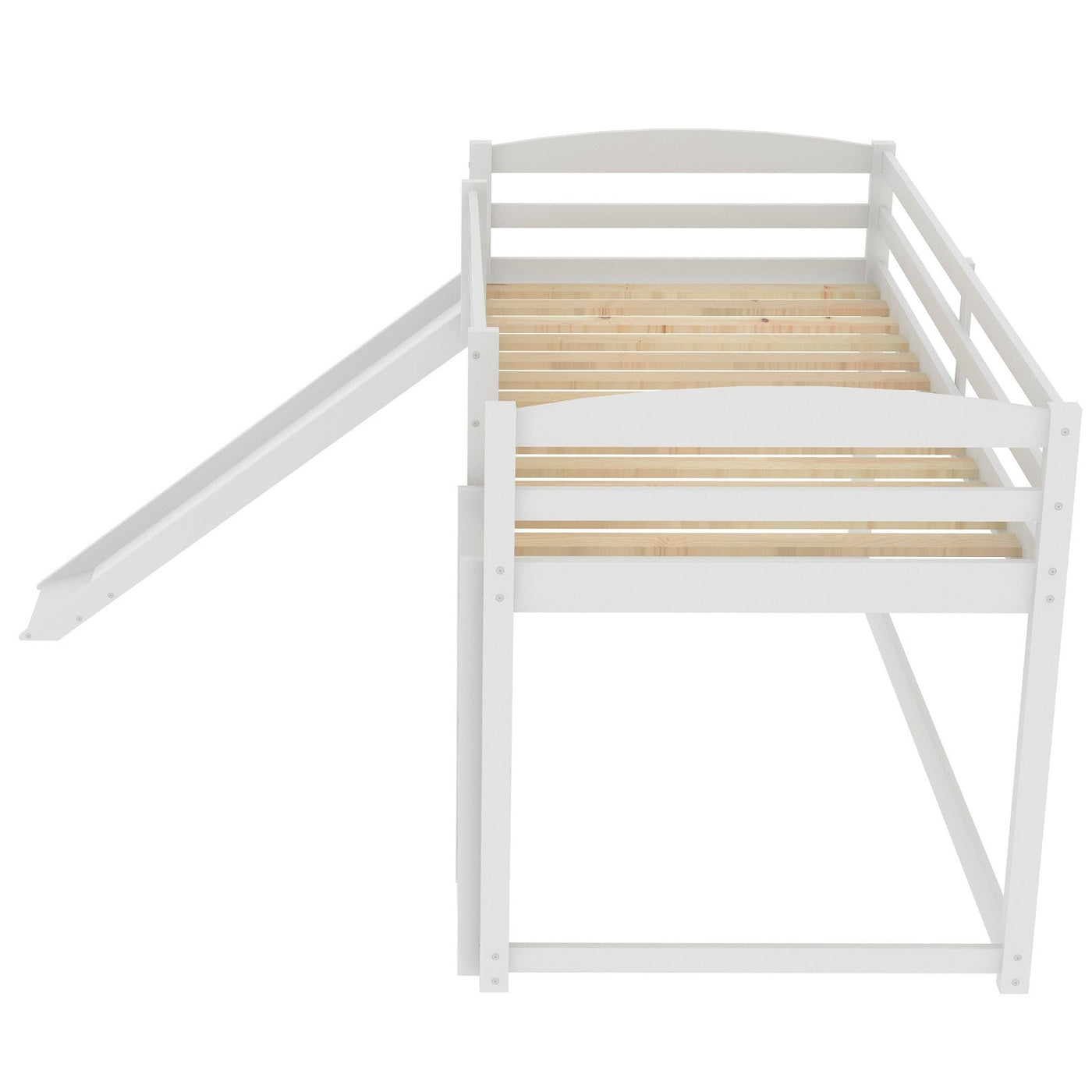 Twin Bunk Bed With Slide Ladder Convertible Kids Play Furniture
