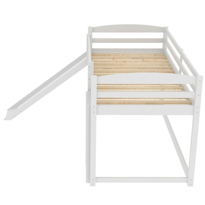 Twin Bunk Bed With Slide Ladder Convertible Kids Play Furniture