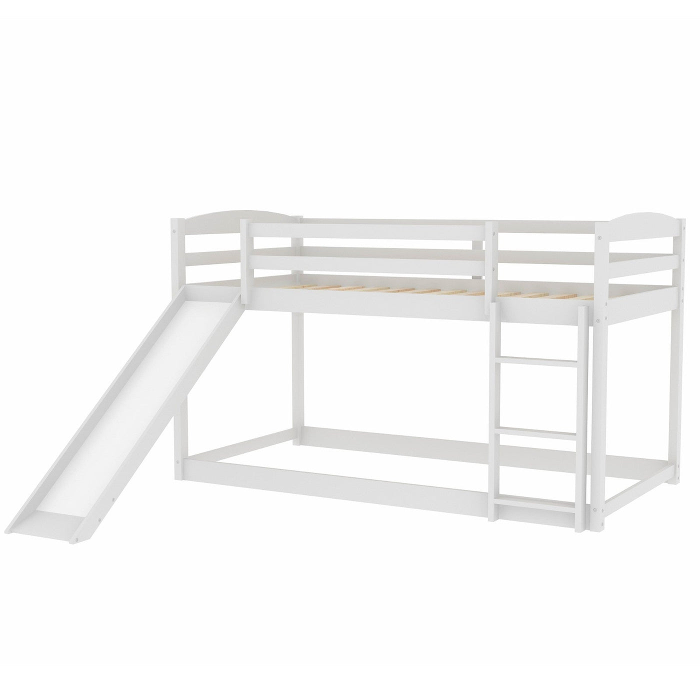 Twin Bunk Bed With Slide Ladder Convertible Kids Play Furniture
