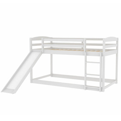 Twin Bunk Bed With Slide Ladder Convertible Kids Play Furniture