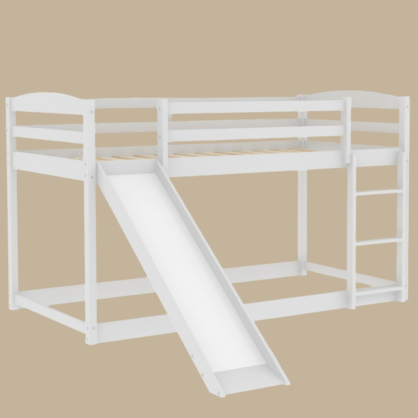 Twin Bunk Bed With Slide Ladder Convertible Kids Play Furniture