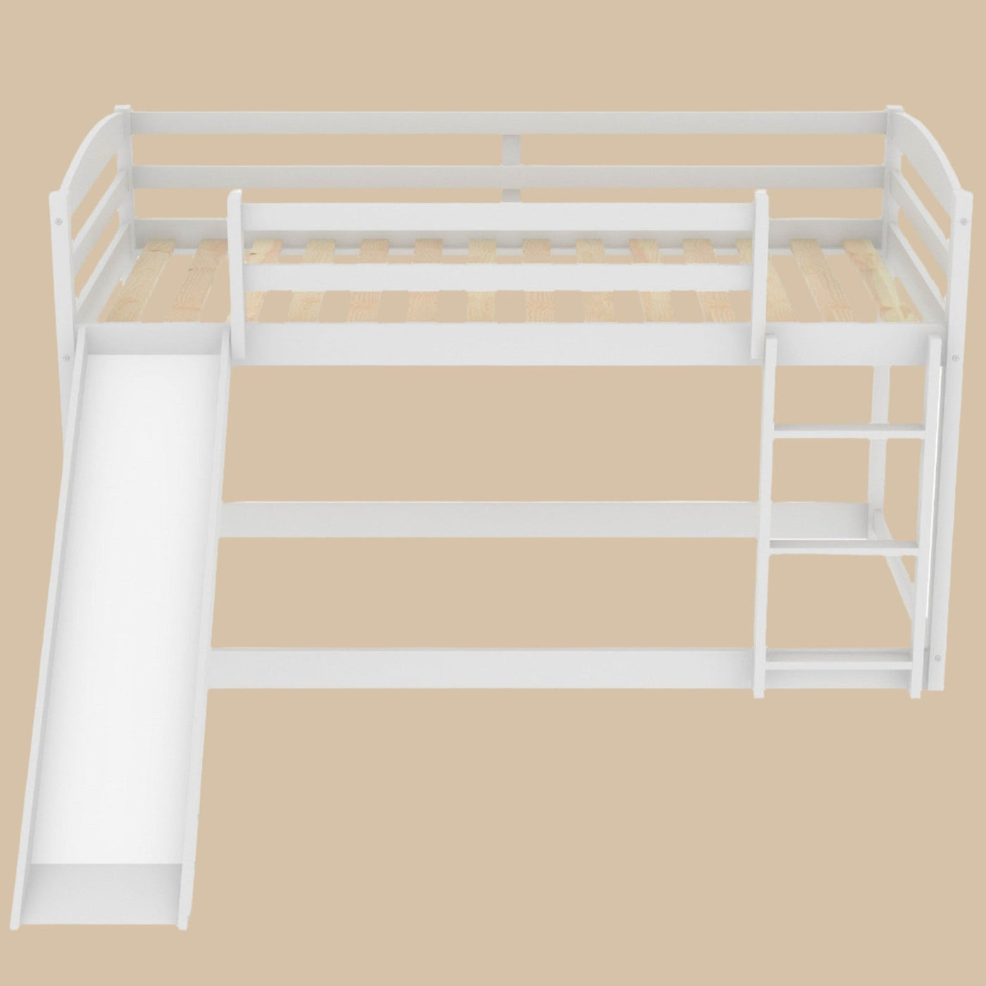 Twin Bunk Bed With Slide Ladder Convertible Kids Play Furniture