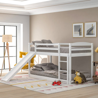 Twin Bunk Bed With Slide Ladder Convertible Kids Play Furniture