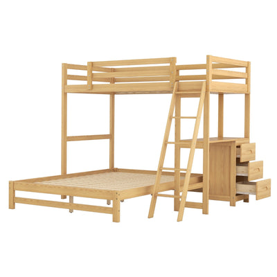 Twin Over Full Bunk Bed With Desk And Three Storage Drawers