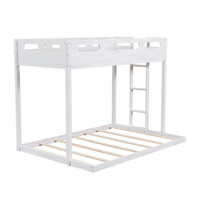 Twin Over Full Bunk Bed With Sturdy Built-in Ladder Design