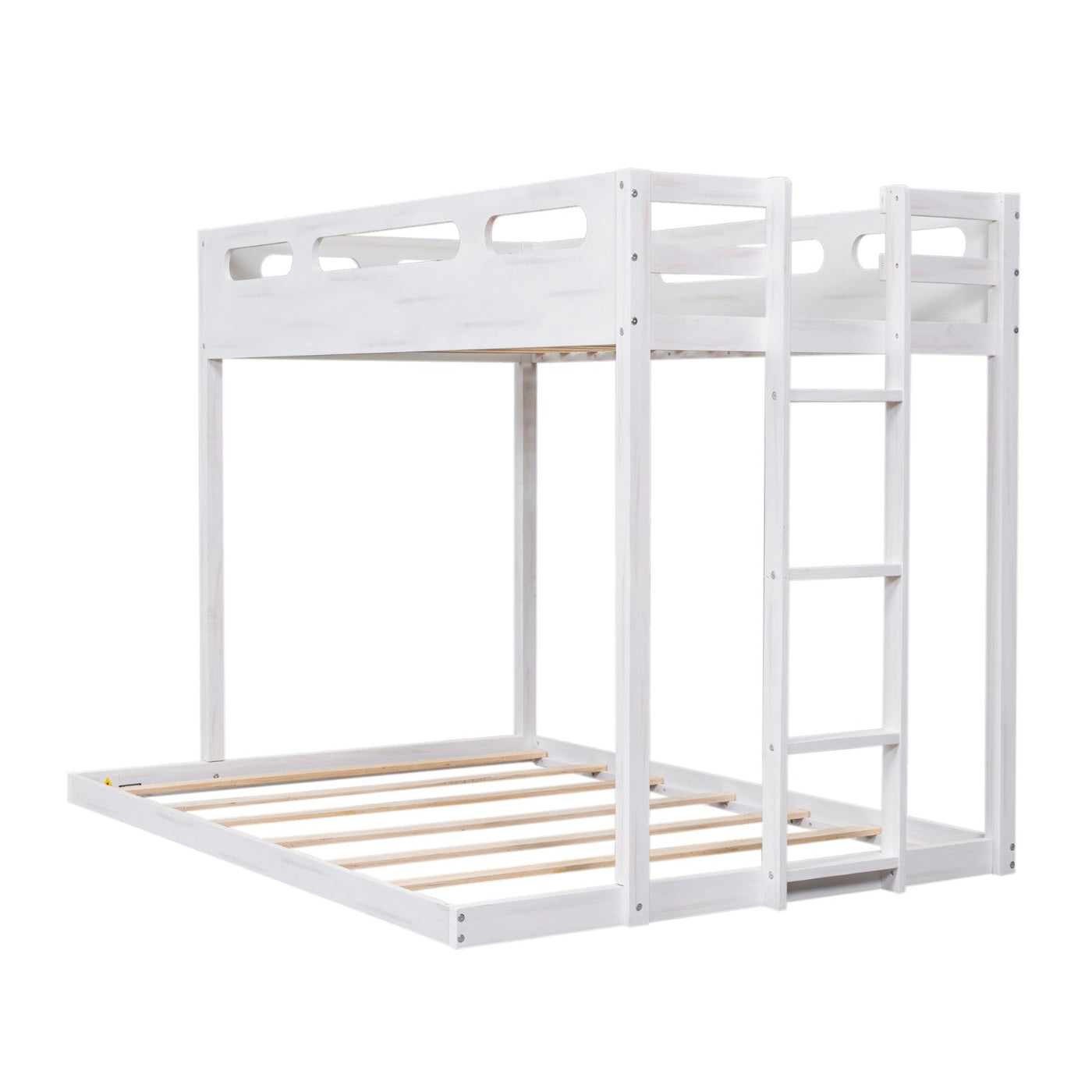 Twin Over Full Bunk Bed With Sturdy Built-in Ladder Design